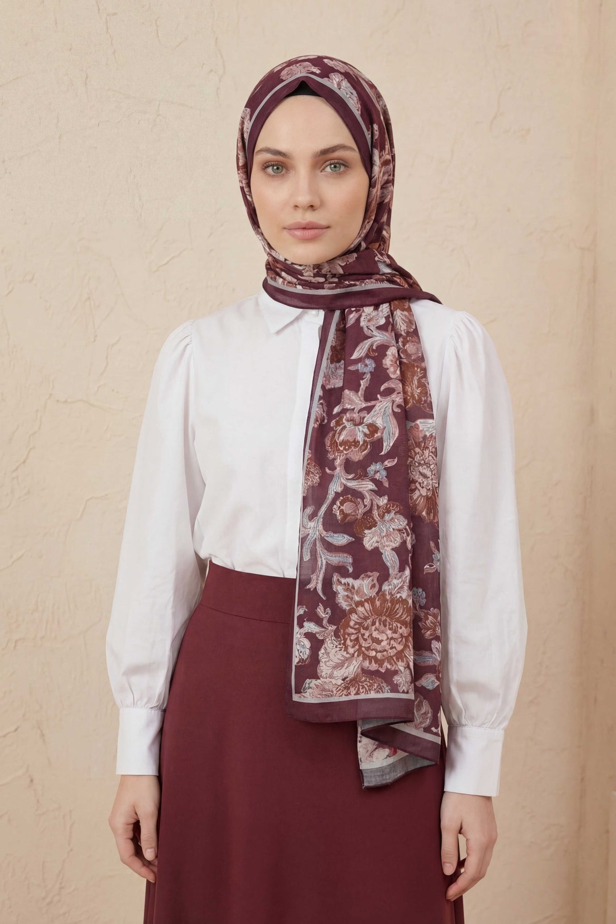 Barbiee flora gül bordo şal