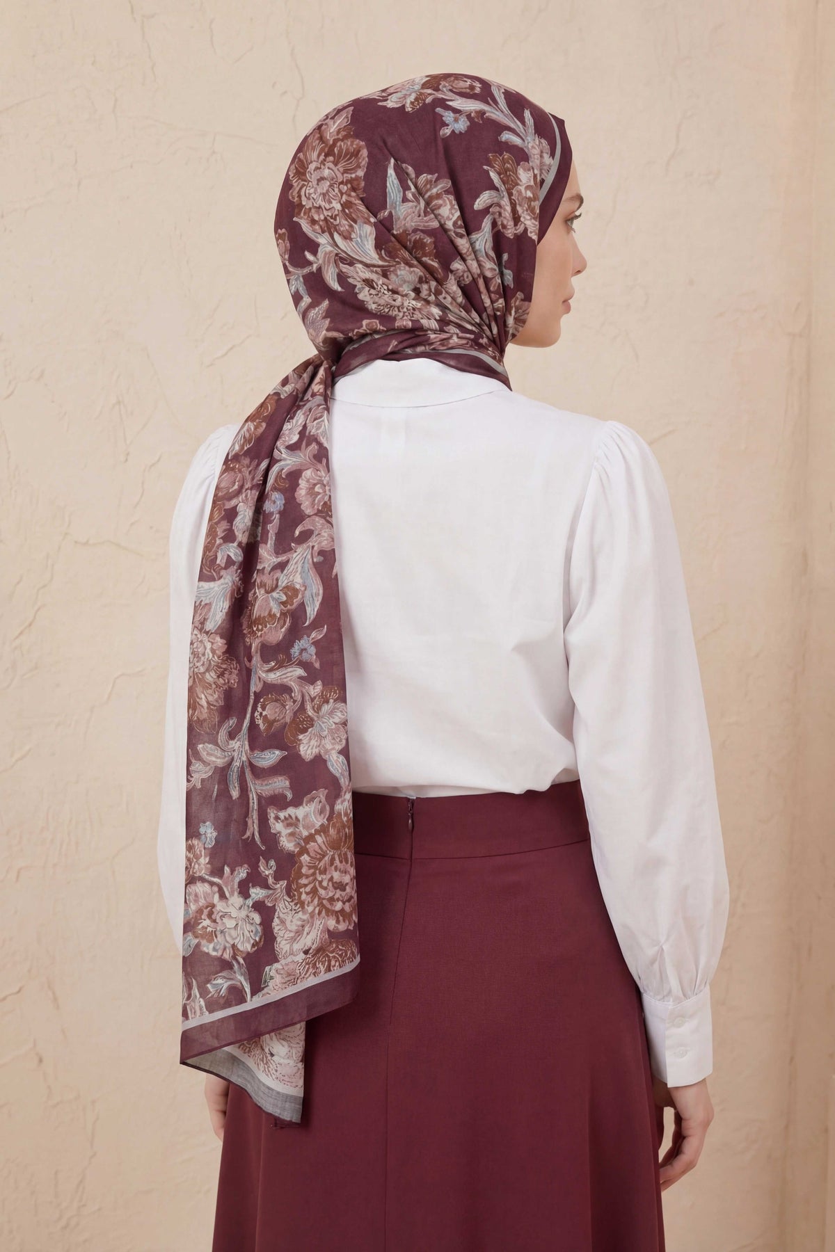 Barbiee flora gül bordo şal