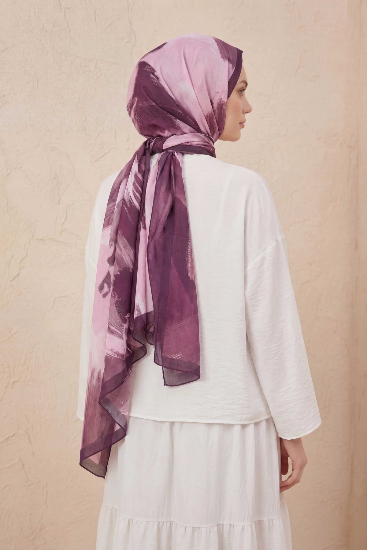 Doğal elyaf terra pudra mürdüm şal