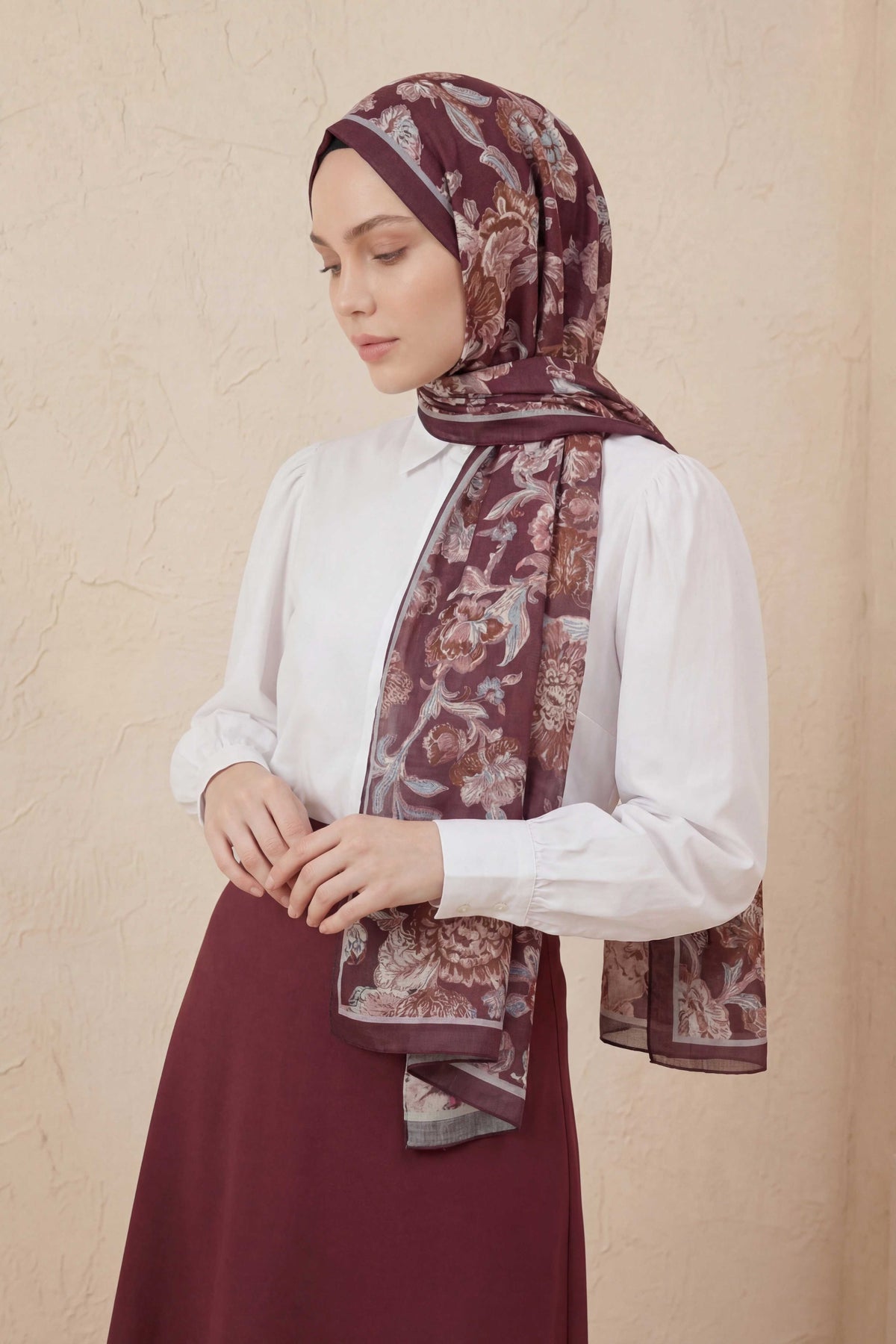 Barbiee flora gül bordo şal