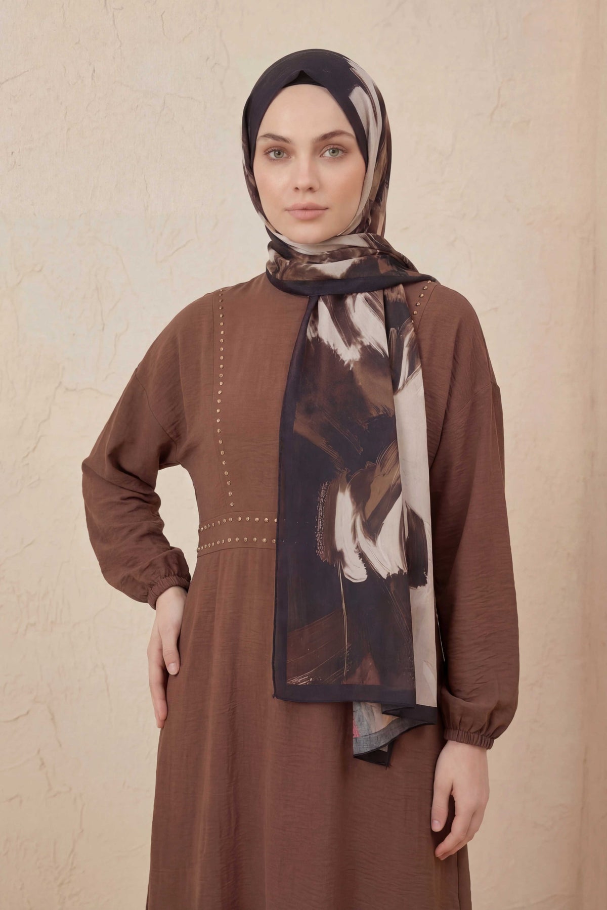 Doğal elyaf terra mocha şal