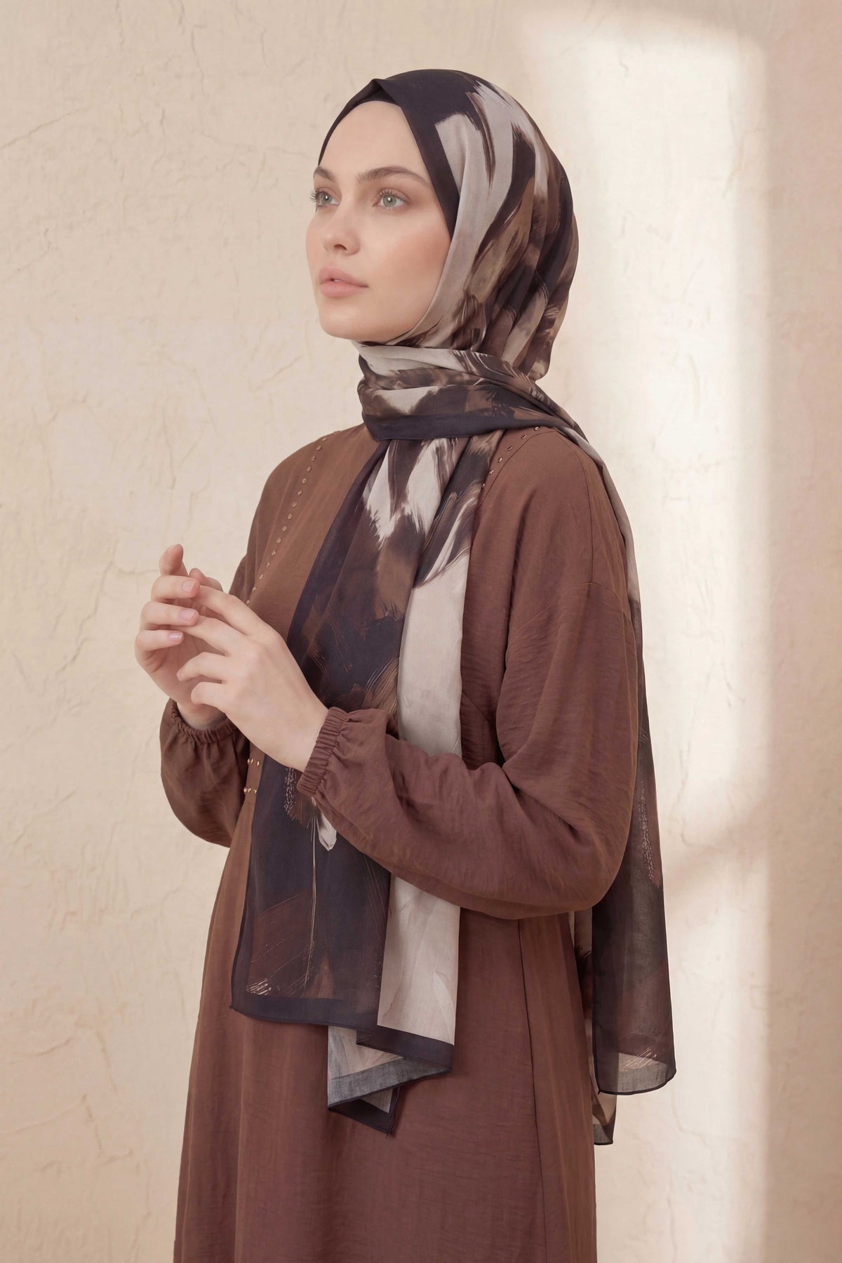 Doğal elyaf terra mocha şal