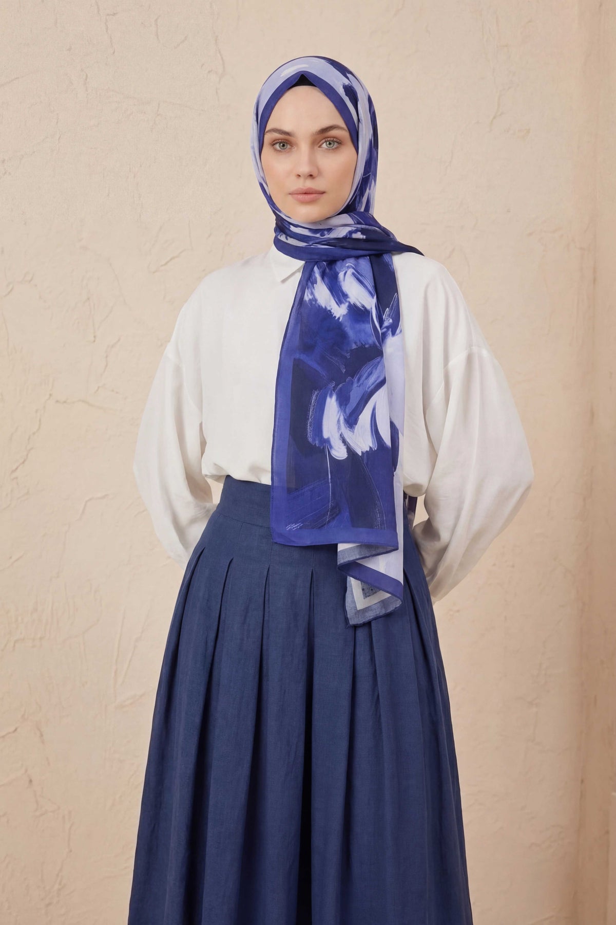 Doğal elyaf terra buz mavisi şal