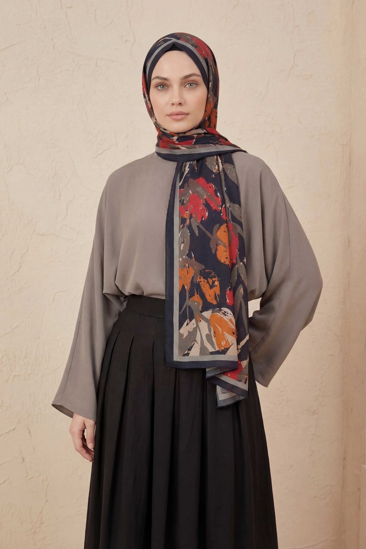 Mia floş füme kırmızı şal