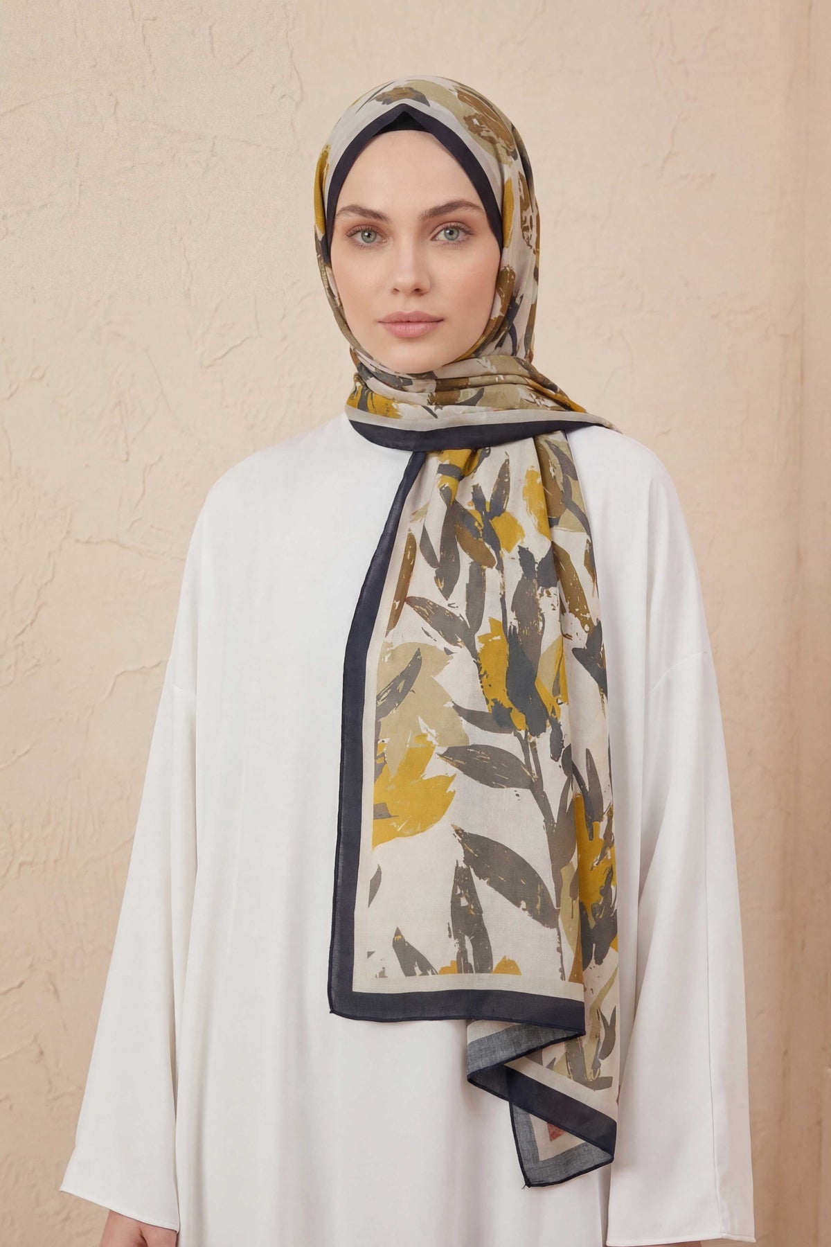 Mia floş krem hardal şal