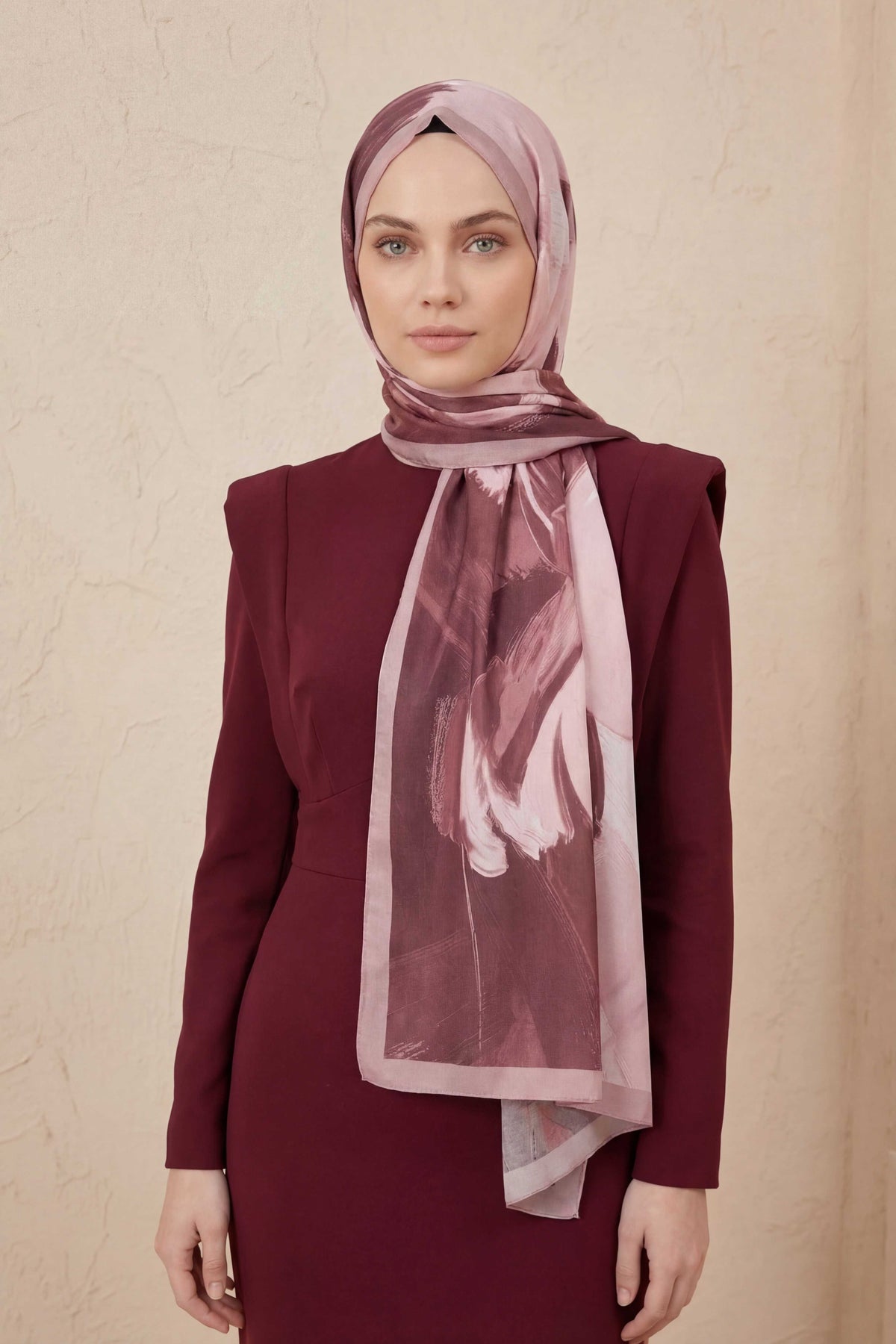 Doğal elyaf terra gül kurusu şal