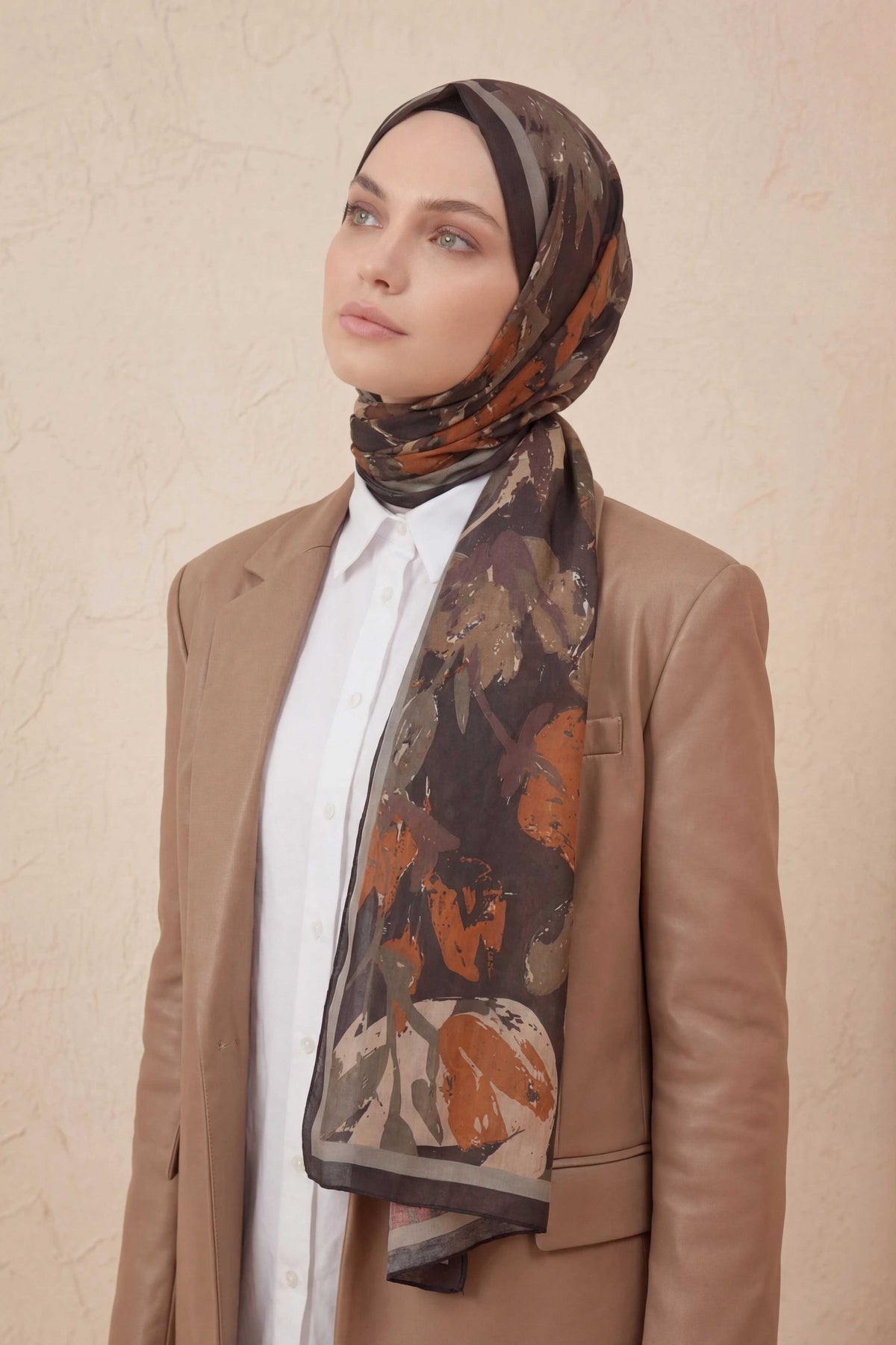 Mia floş mocha turuncu şal