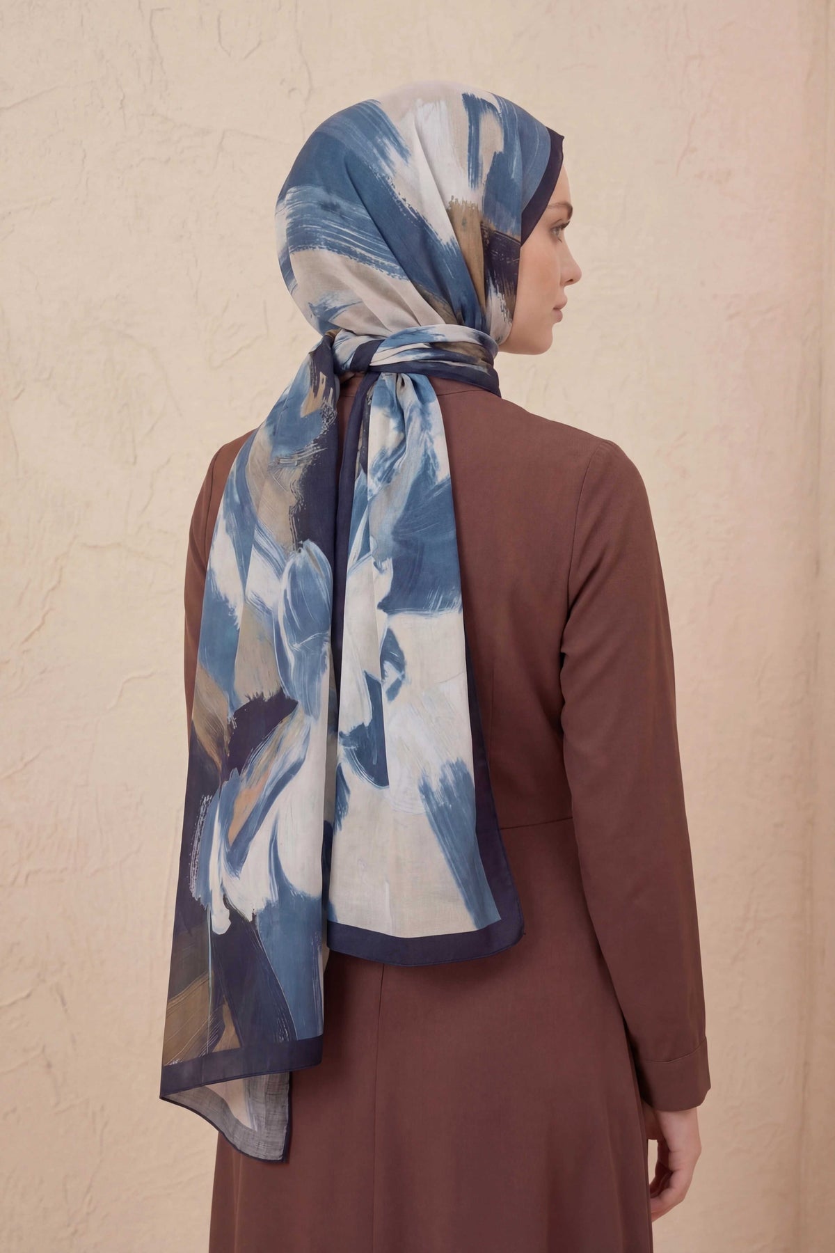 Doğal elyaf terra i̇ndigo bej şal