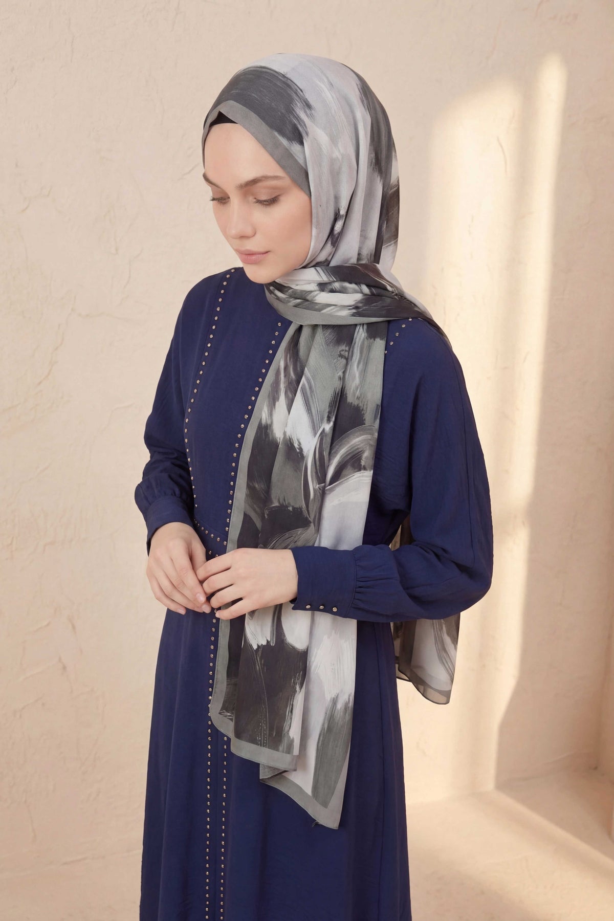 Doğal elyaf terra antrasit şal