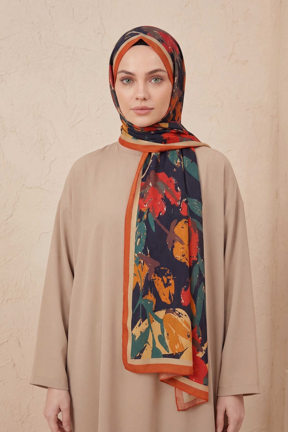 Mia floş safran turuncu şal