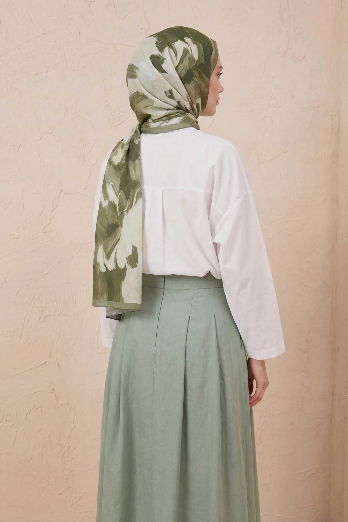 Doğal elyaf terra açık zeytin şal