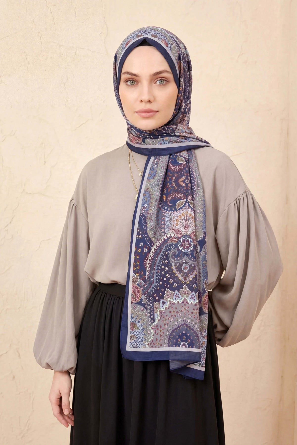 Barbiee etnik lacivert lila şal