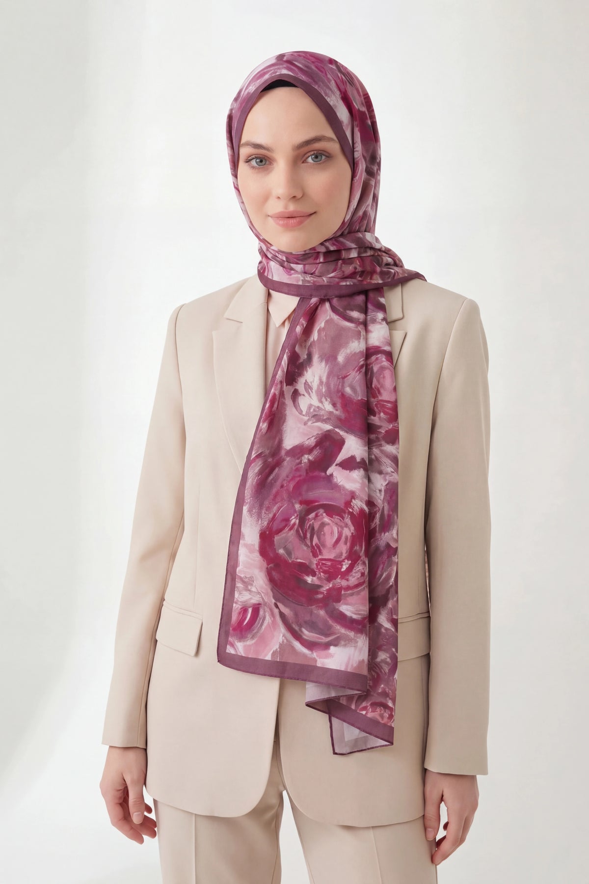 Pamuk floş soft rose mürdüm şal