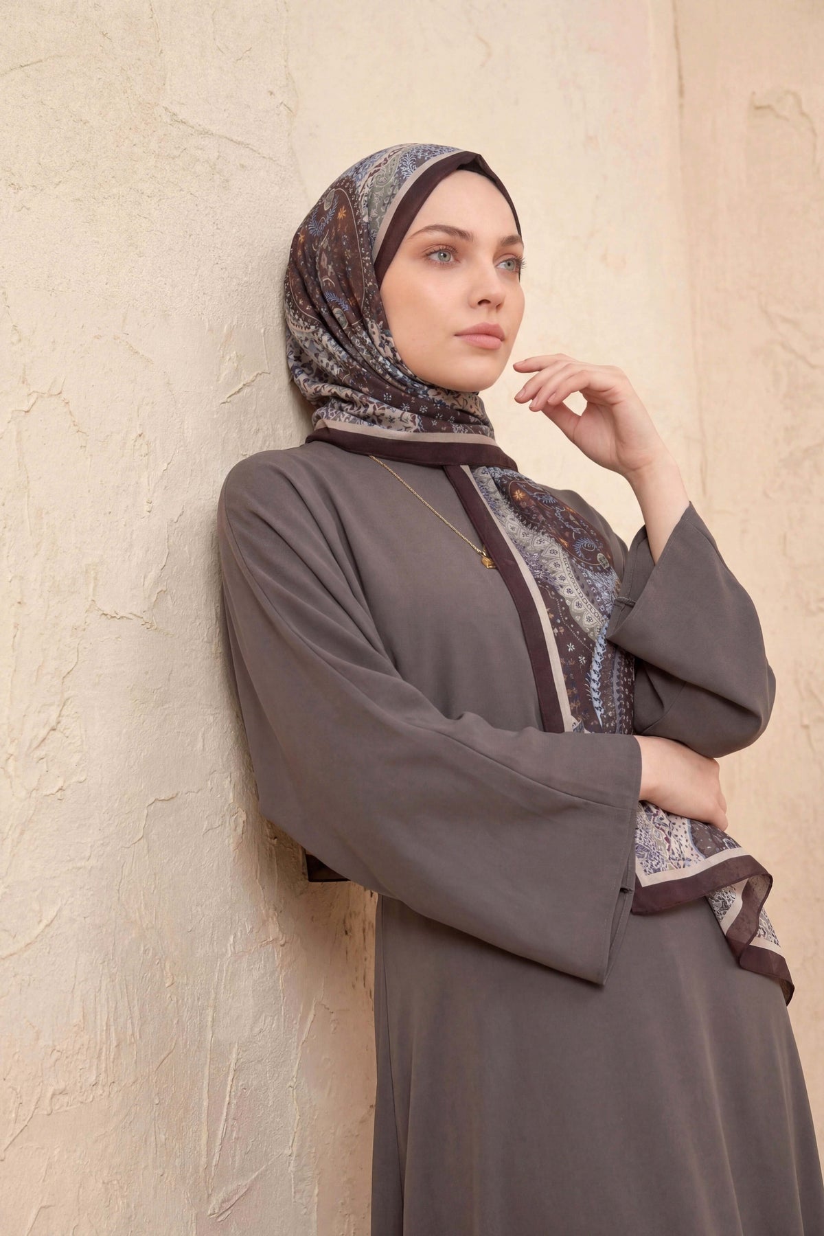 Barbiee etnik acı kahve mavi şal