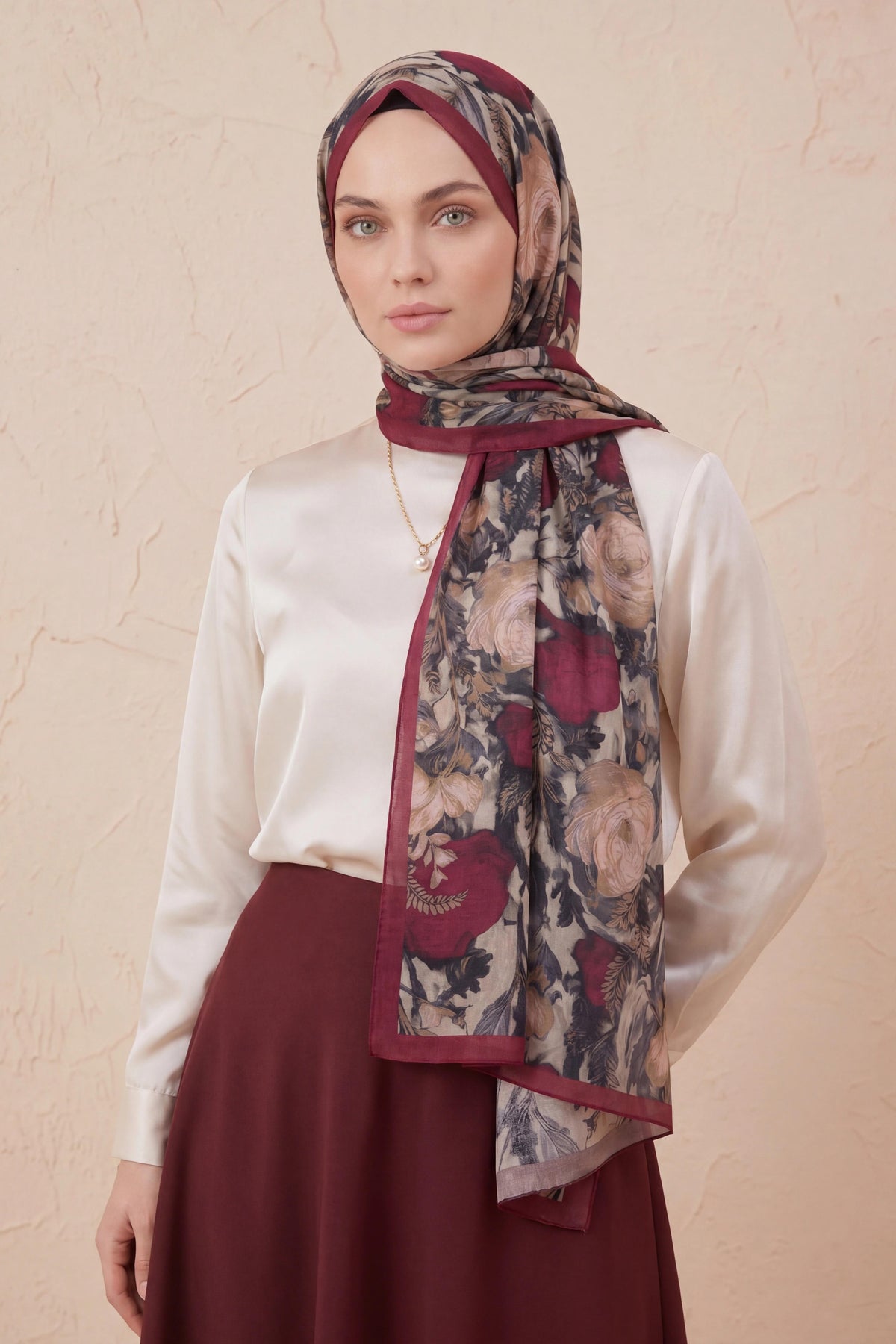 Barbiee lotus claret bloom şal