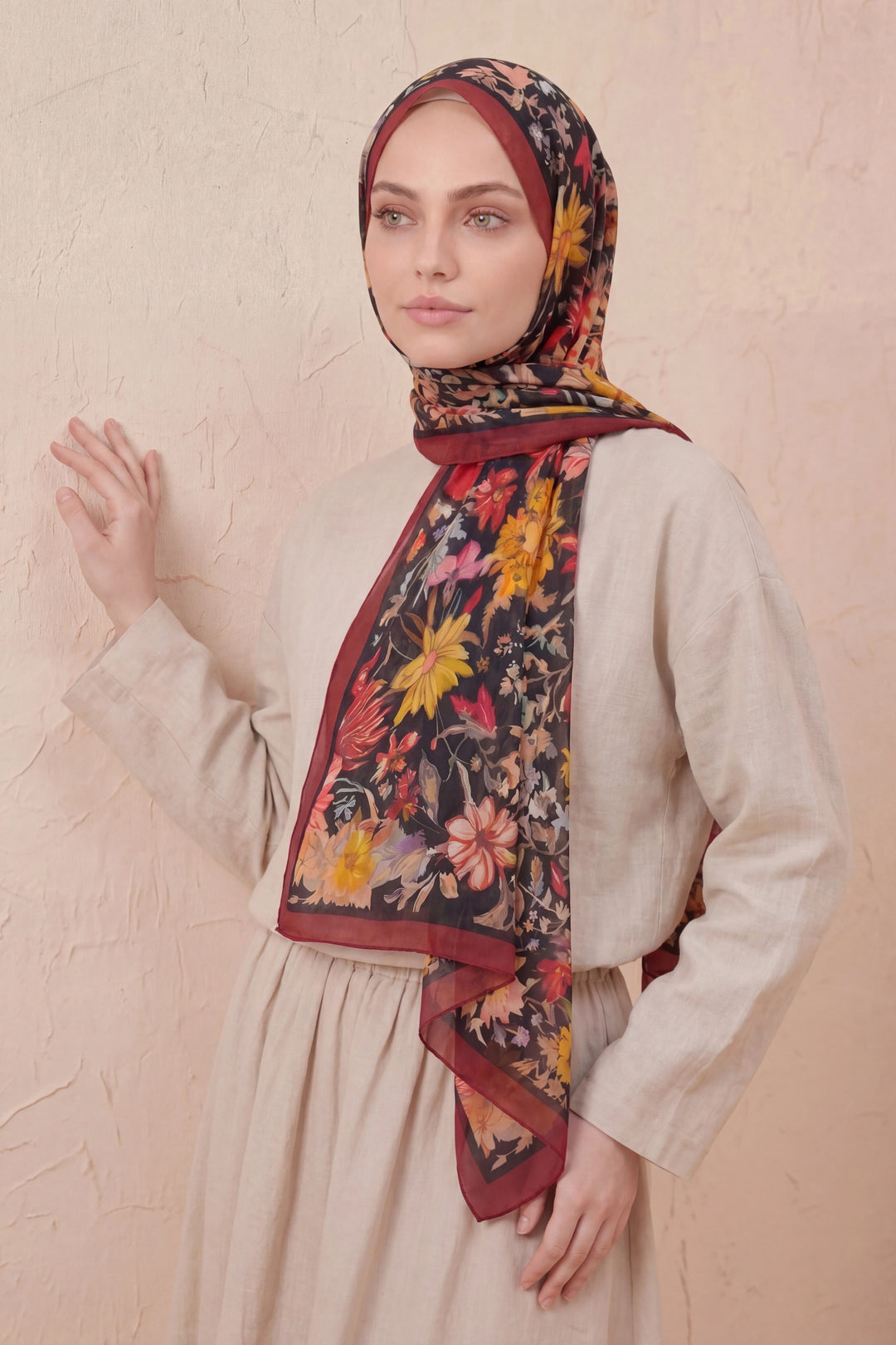 Pamuk Floş Eçelya Füme Şal