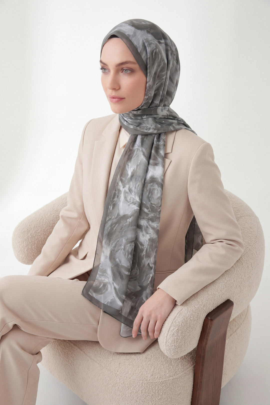 Pamuk Floş Soft Rose Gri Şal