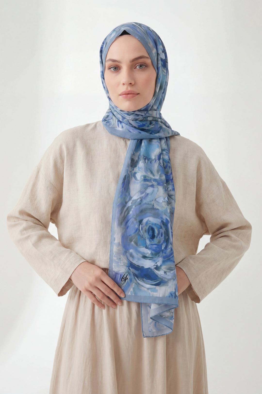 Pamuk Floş Soft Rose Mavi Şal