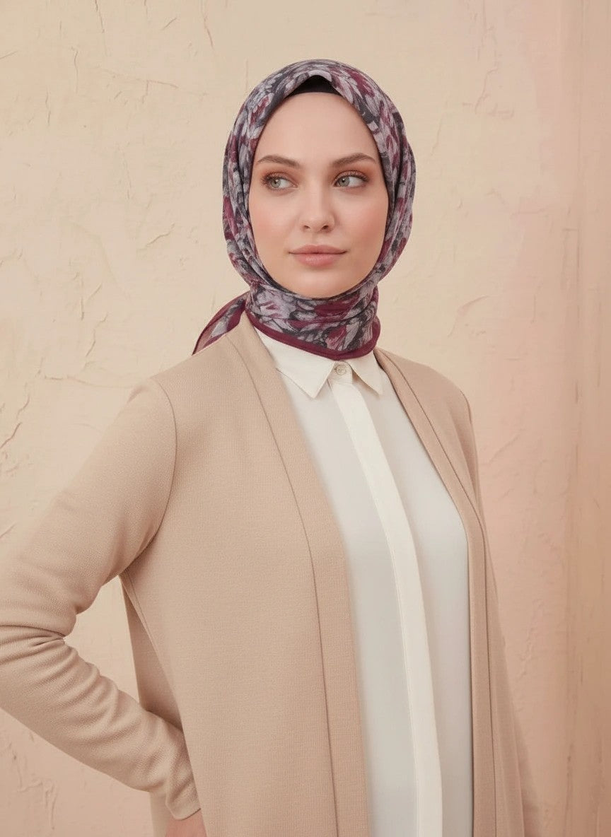 Barbiee aura  bordo eşarp