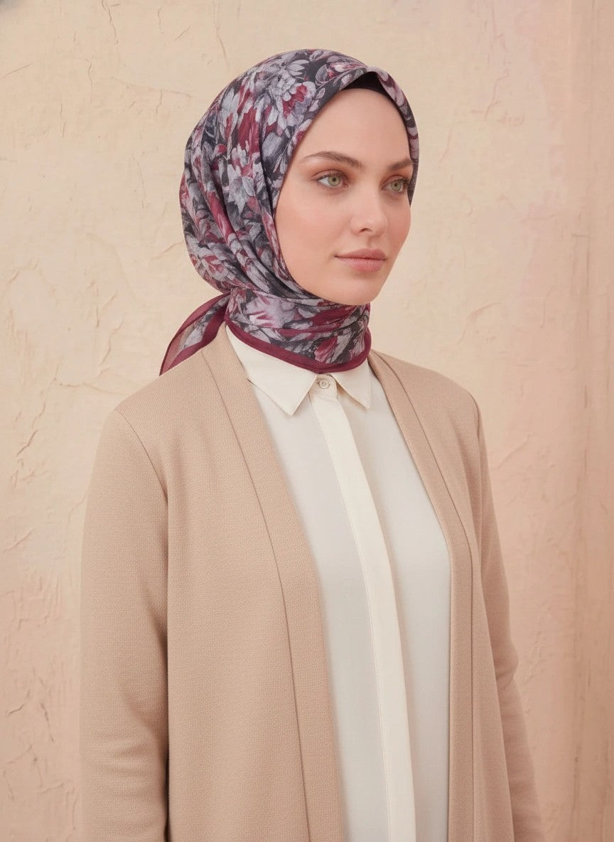 Barbiee aura  bordo eşarp