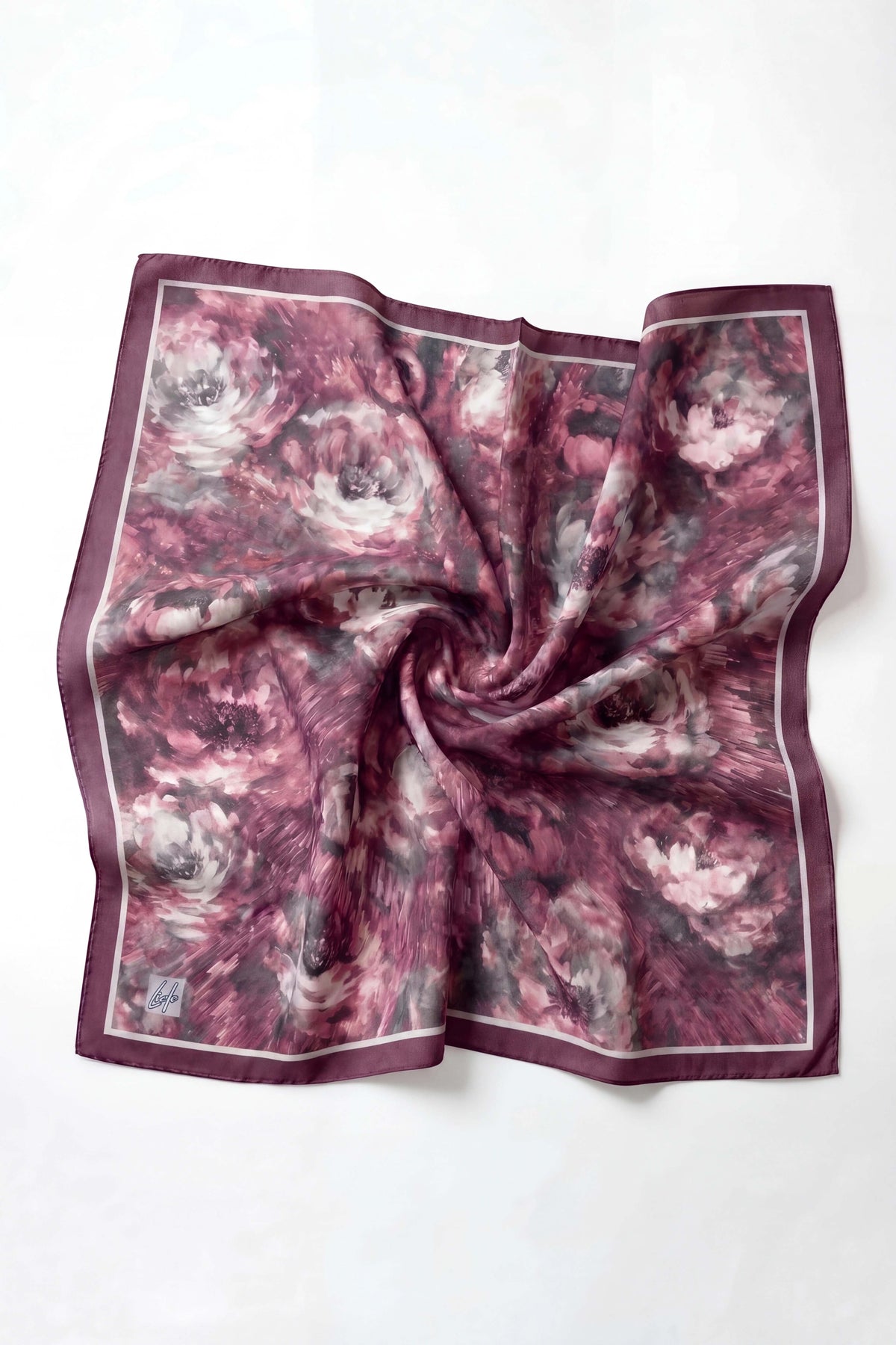 Barbiee batik gül mürdüm silver eşarp