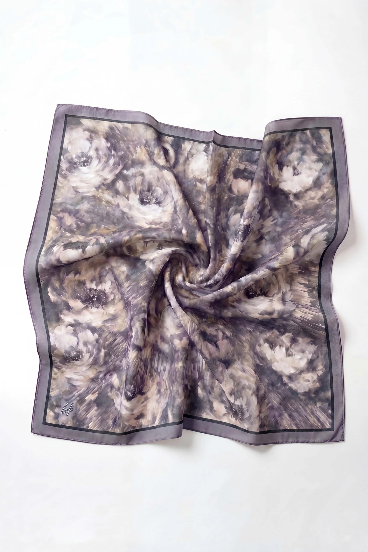 Barbiee batik gül dumanlı lila eşarp