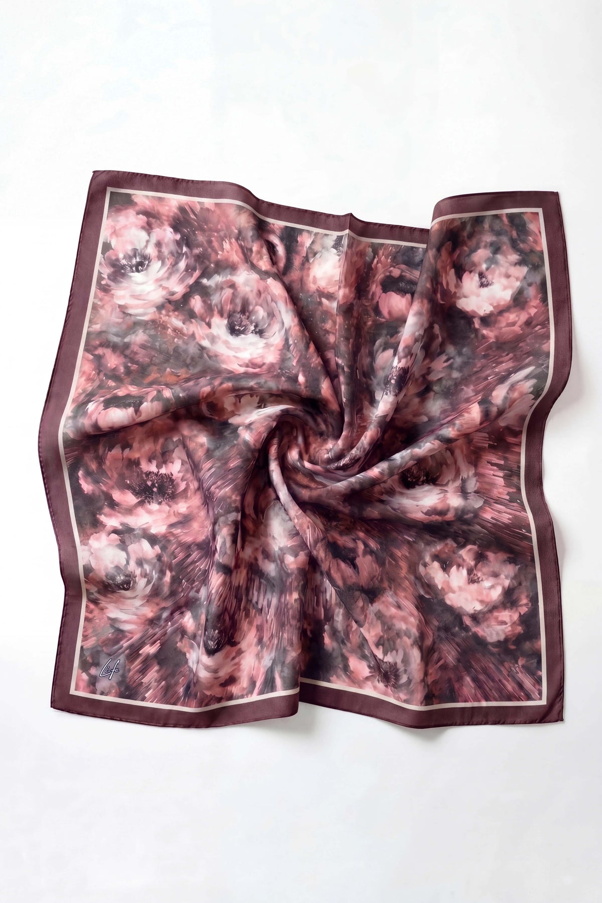 Barbiee batik gül antrasit buğu eşarp