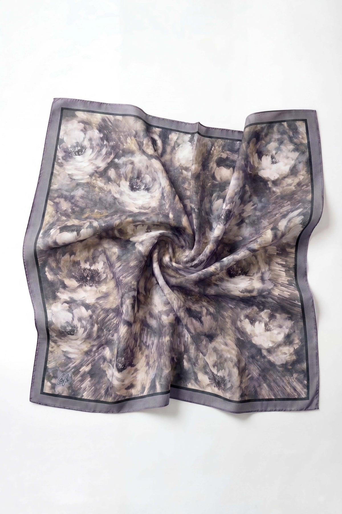 Barbiee batik gül gümüş buğu eşarp