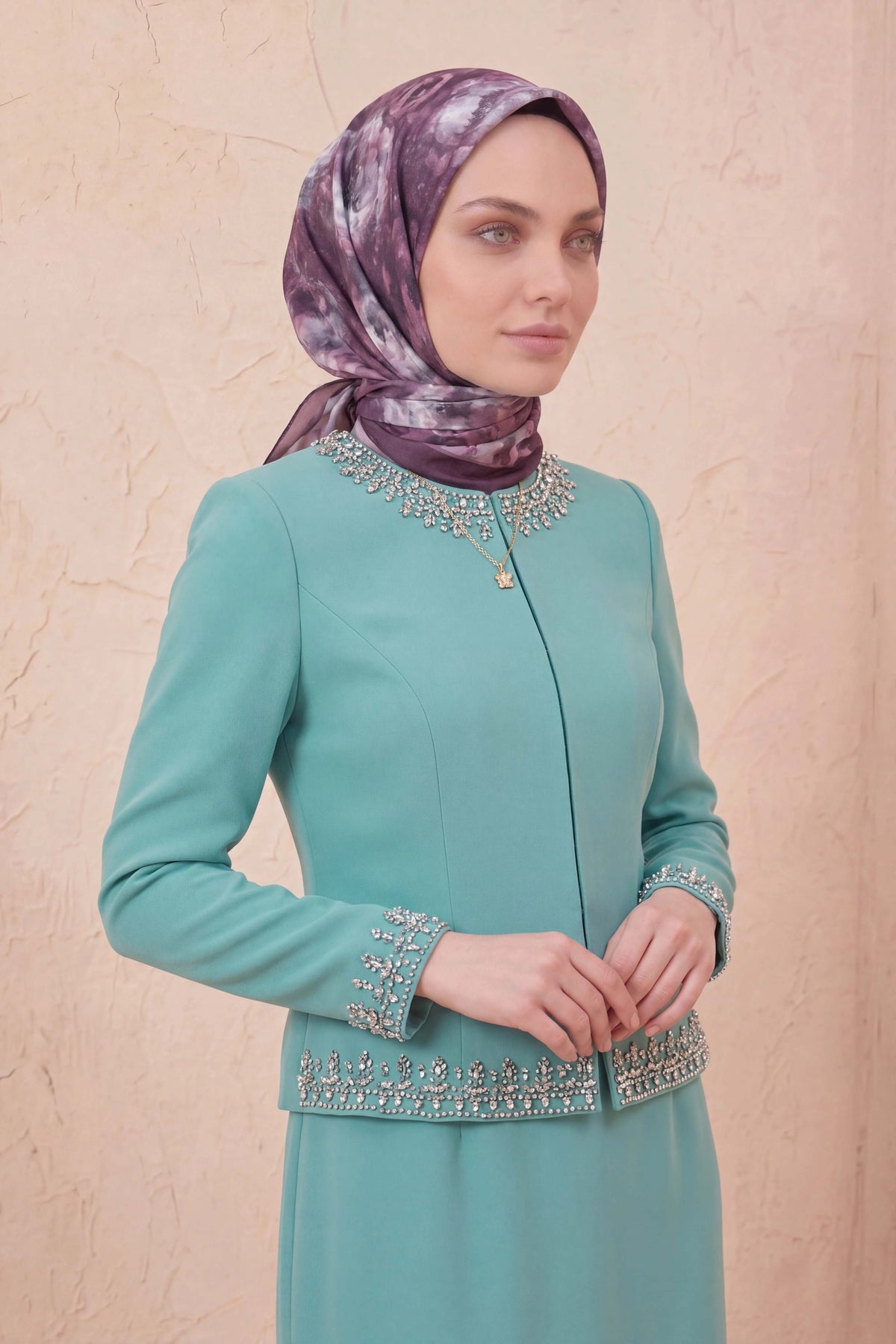 Barbiee batik gül mistik mor eşarp