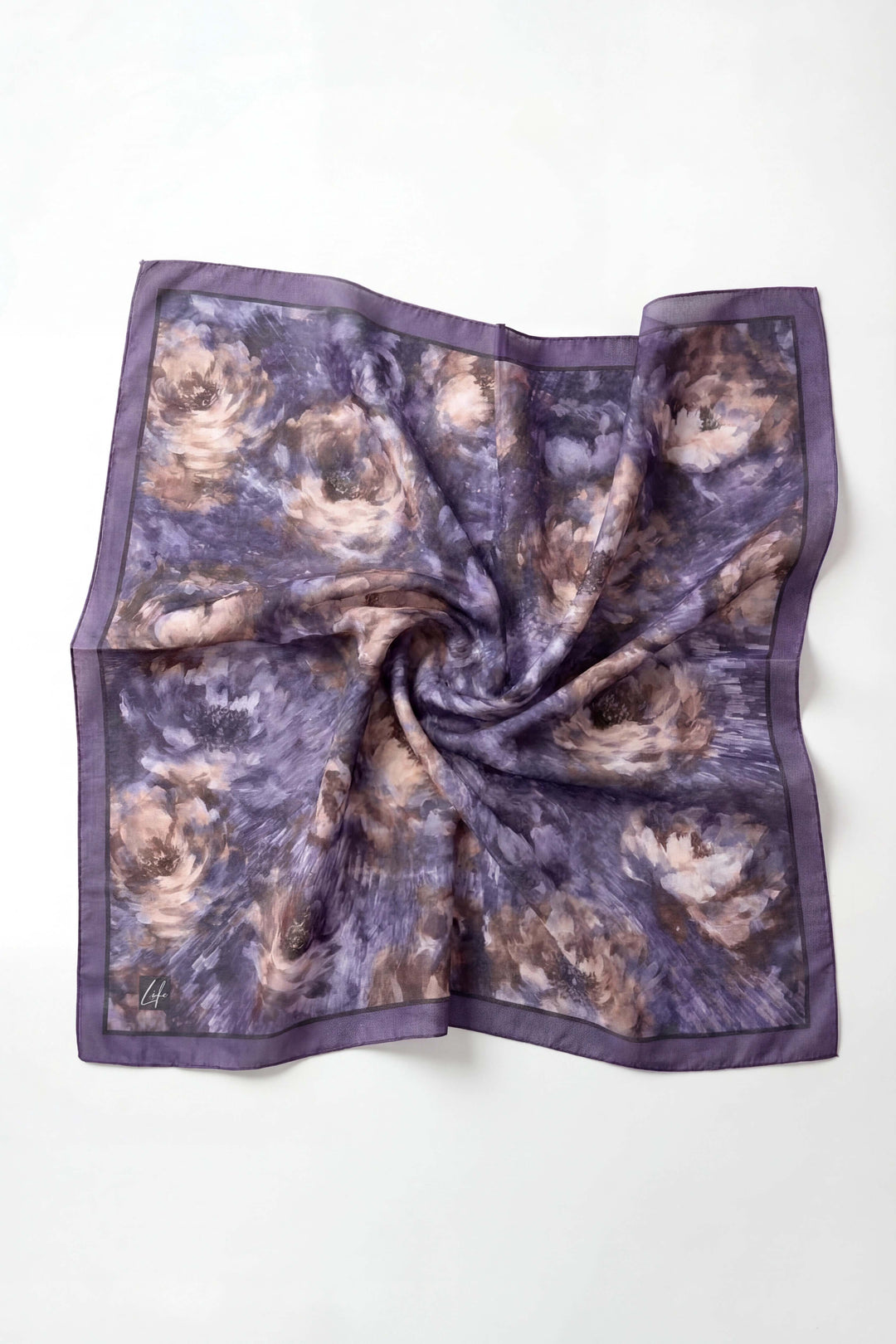 Barbiee Batik Gül Gece Moru Eşarp