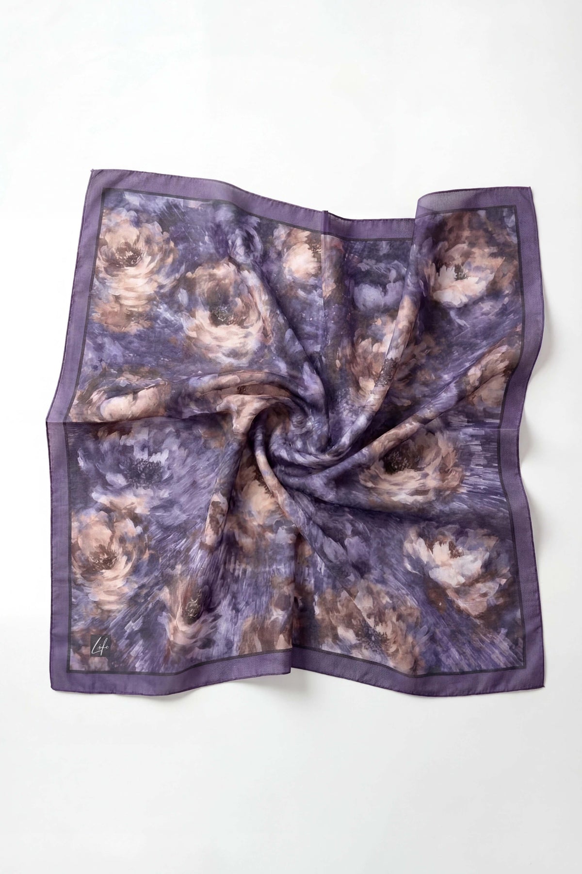 Barbiee batik gül gece moru eşarp