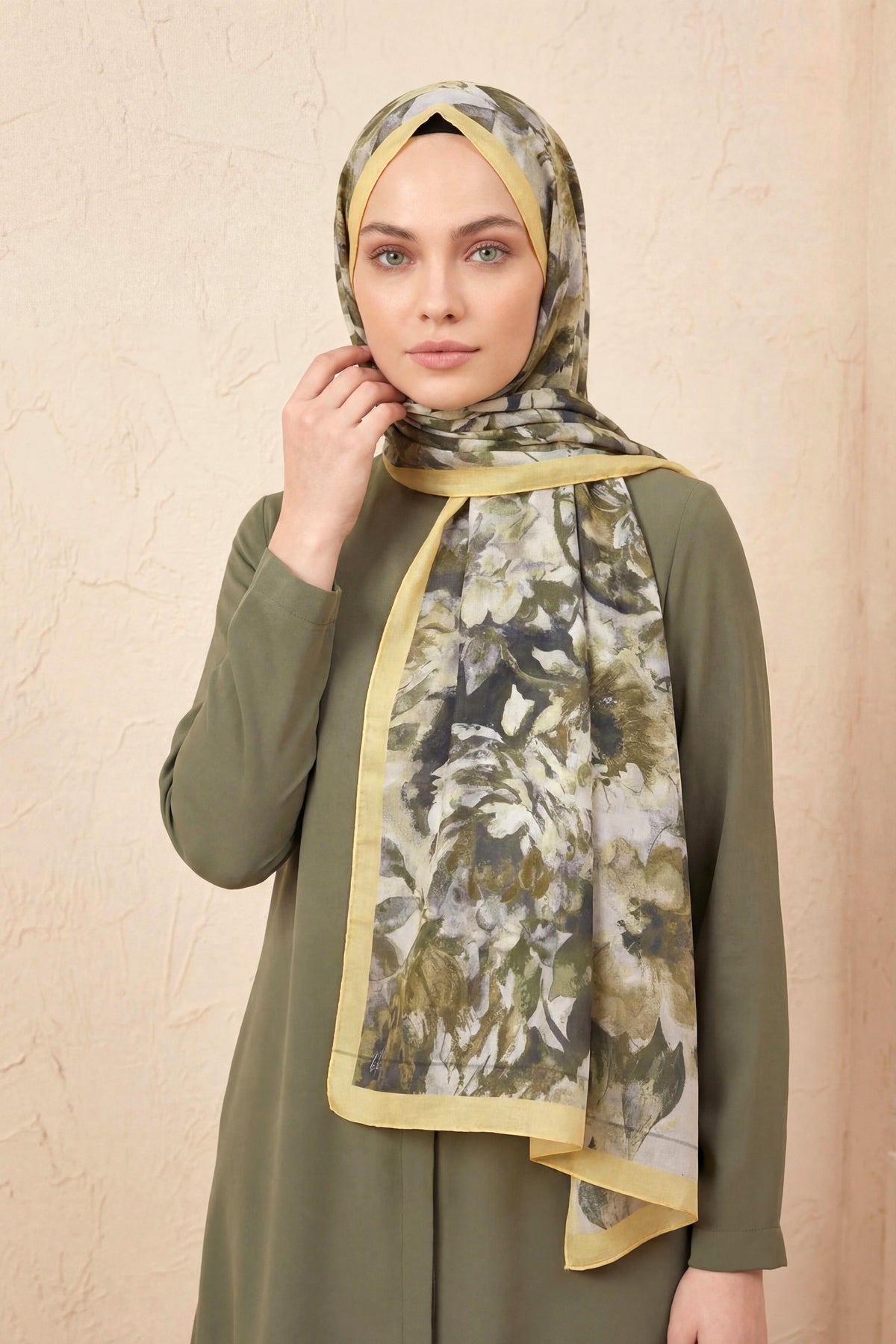 Barbiee vintage haki sarı şal