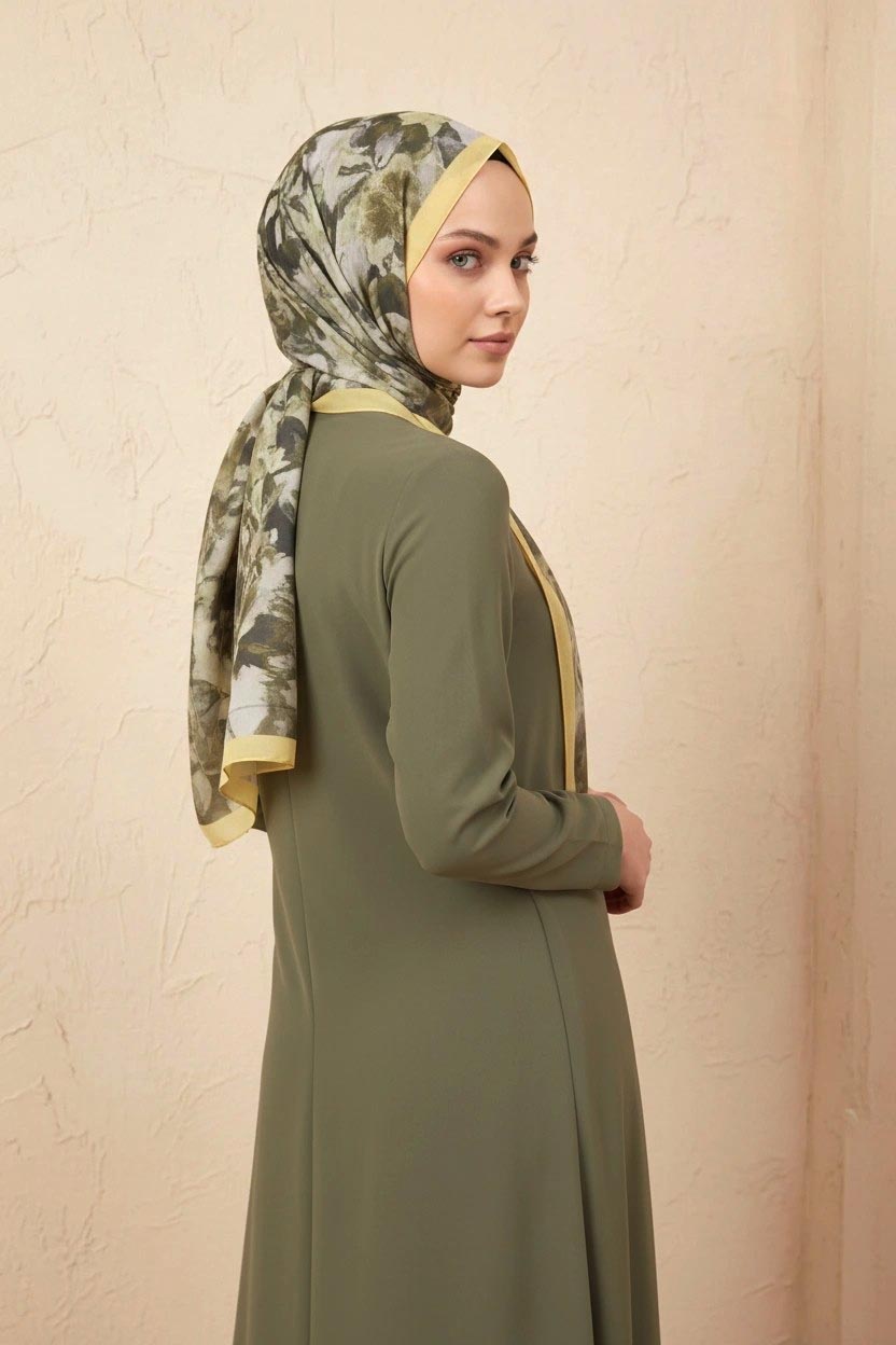 Barbiee vintage haki sarı şal