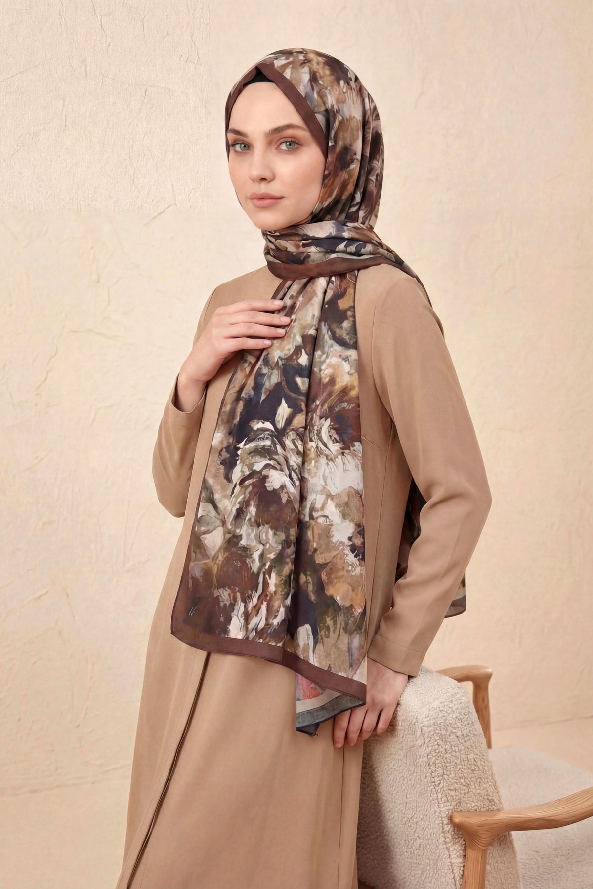 Barbiee vintage mocha bej şal