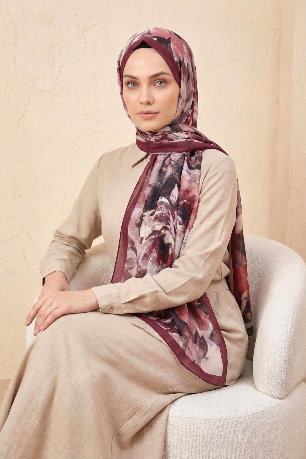 Barbiee vintage gül bordo şal