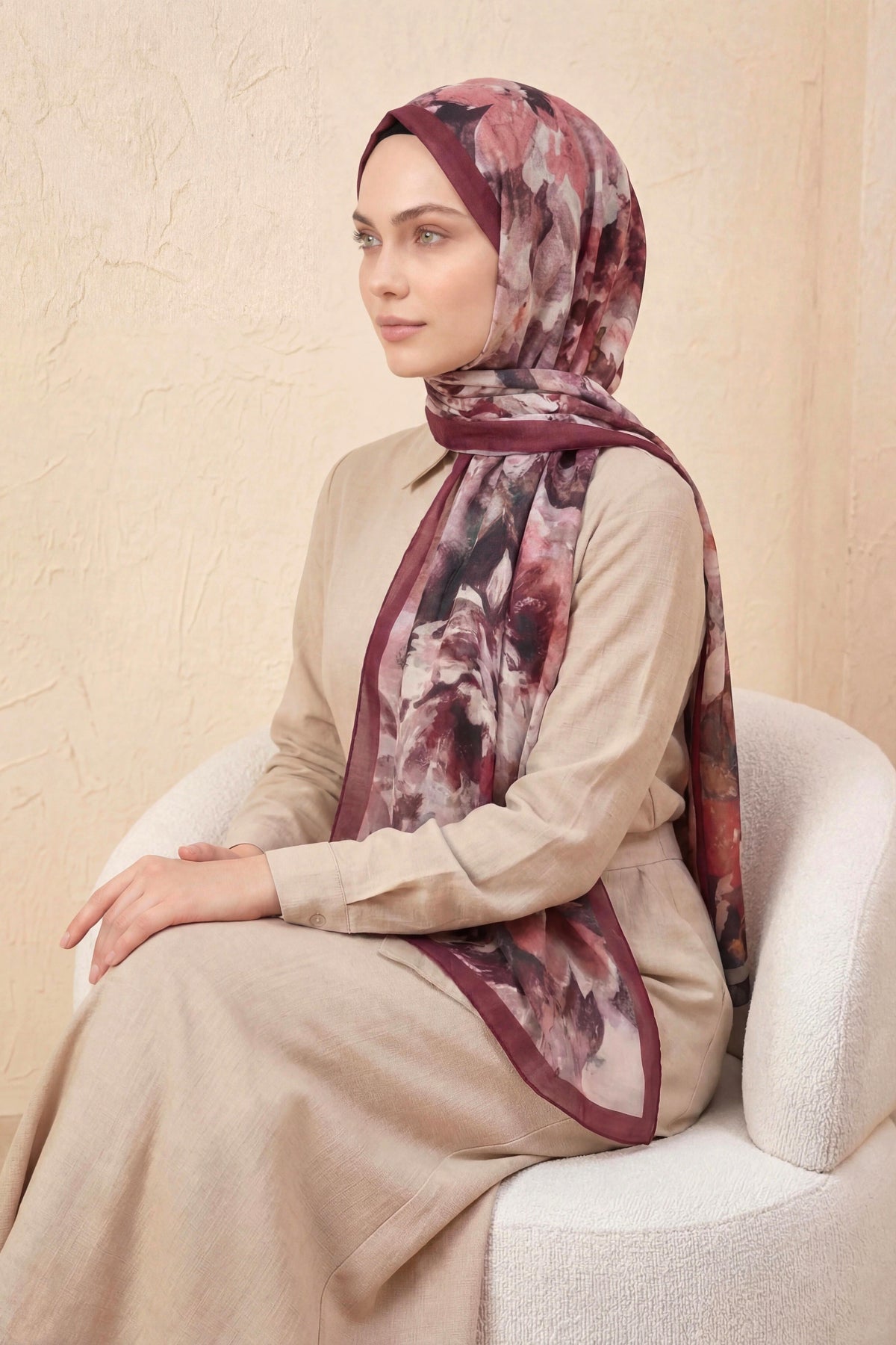 Barbiee vintage gül bordo şal