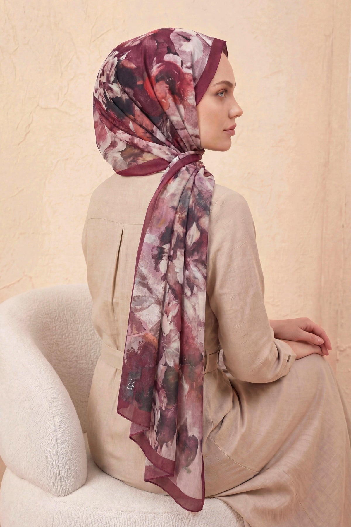 Barbiee vintage gül bordo şal