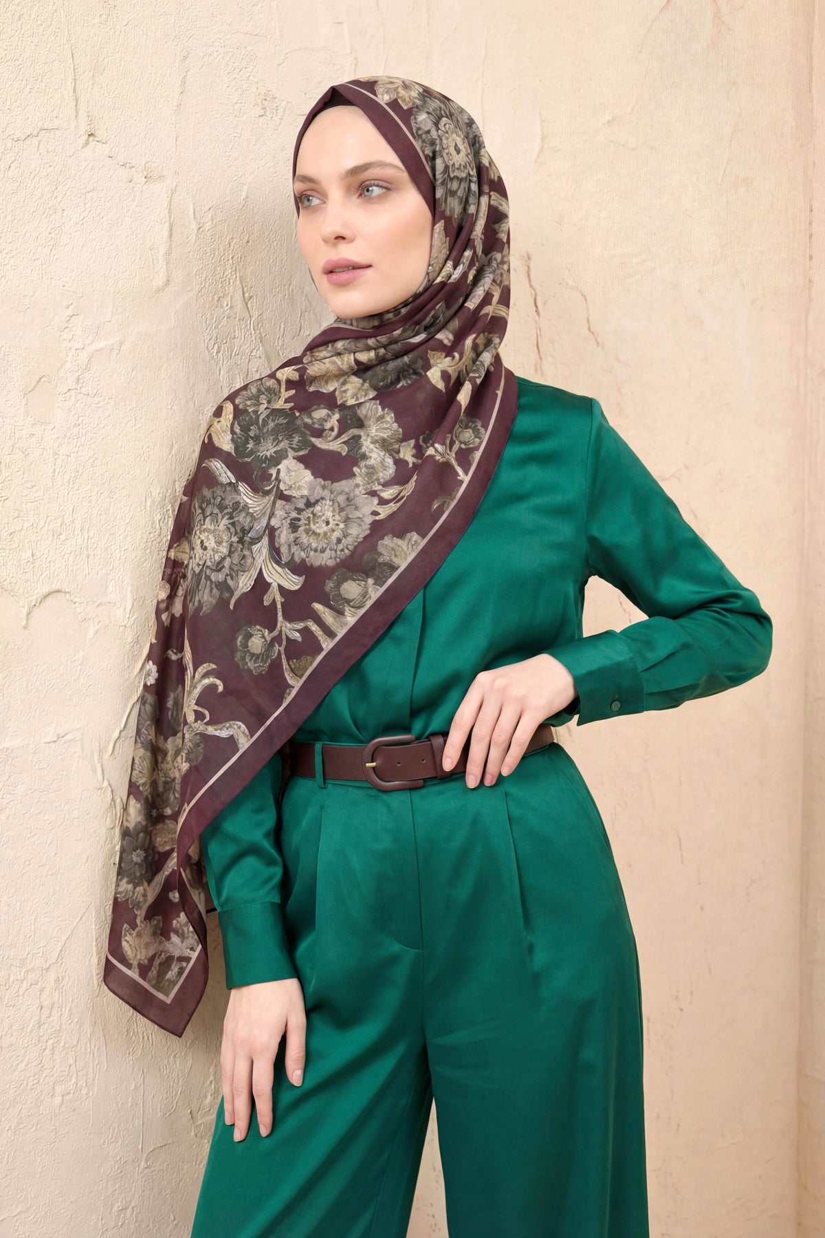 Barbiee flora mürdüm haki şal
