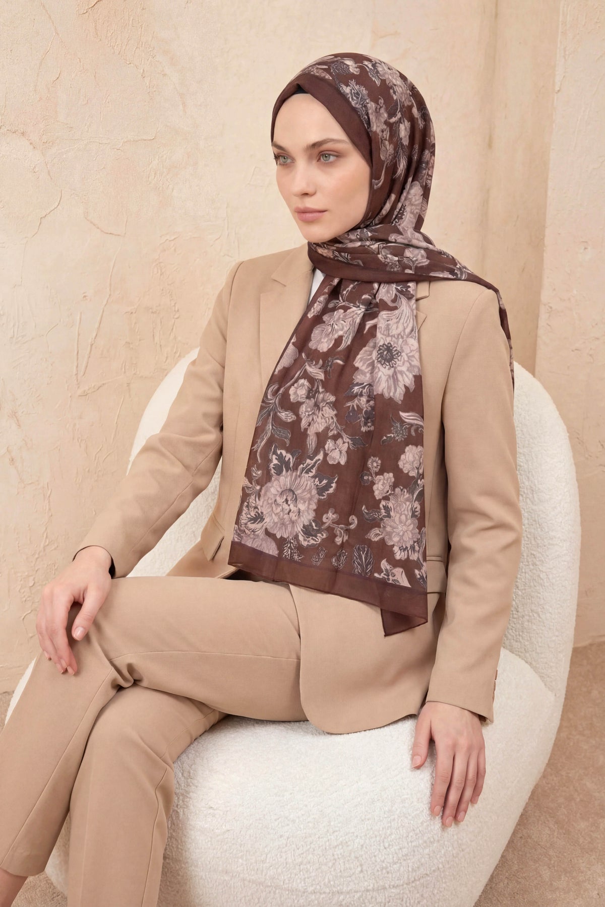 Barbiee flora kahve vizon şal